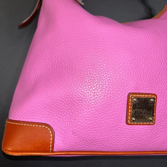 Dooney & Bourke Pink & Tan Pebble Grain Hobo bag -EUC- - Picture 7 of 16
